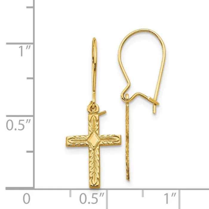 Jewelry Earrings 14k Polished Satin Cross Earrings Jewelry Earrings 14k Polished Satin Cross Earrings