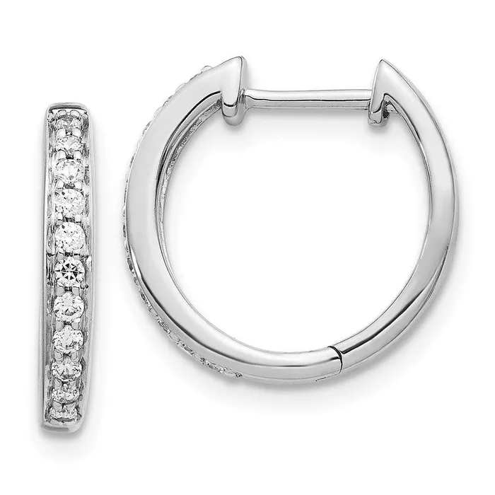 Jewelry Earrings 14k White Gold Diamond Complete Hinged Hoop Earrings