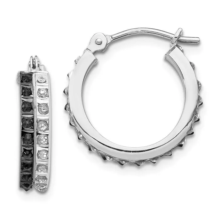 Jewelry Earrings 14k White Gold Diamond Fascination B W Diamond Round Hinged Hoop Earrings Jewelry Earrings 14k White Gold Diamond Fascination B W Diamond Round Hinged Hoop Earrings