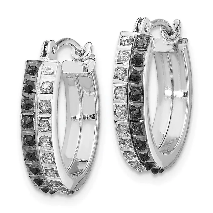 Jewelry Earrings 14k White Gold Diamond Fascination B W Diamond Round Hinged Hoop Earrings Jewelry Earrings 14k White Gold Diamond Fascination B W Diamond Round Hinged Hoop Earrings