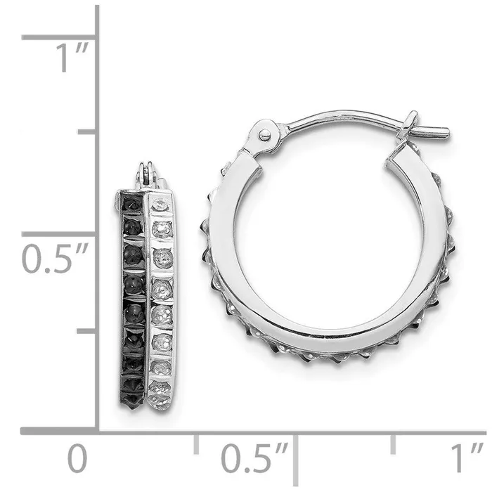 Jewelry Earrings 14k White Gold Diamond Fascination B W Diamond Round Hinged Hoop Earrings Jewelry Earrings 14k White Gold Diamond Fascination B W Diamond Round Hinged Hoop Earrings