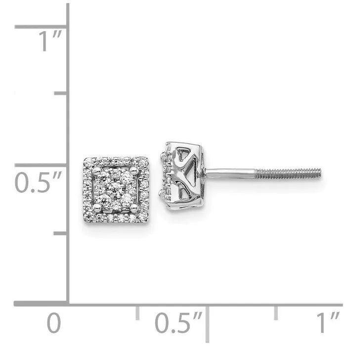 Jewelry Earrings 14k White Gold Diamond Square Screw Back Post Earrings Jewelry Earrings 14k White Gold Diamond Square Screw Back Post Earrings