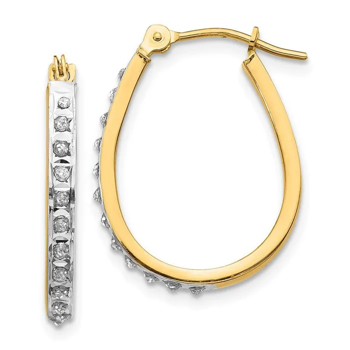 Jewelry Earrings 14k Yellow Rhodium Diamond Fascination Oval Hinged Hoop Earrings Jewelry Earrings 14k Yellow Rhodium Diamond Fascination Oval Hinged Hoop Earrings