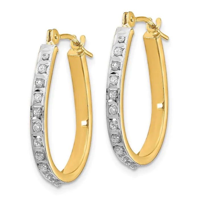 Jewelry Earrings 14k Yellow Rhodium Diamond Fascination Oval Hinged Hoop Earrings Jewelry Earrings 14k Yellow Rhodium Diamond Fascination Oval Hinged Hoop Earrings
