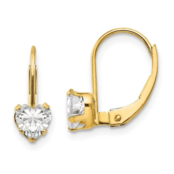Jewelry Earrings Madi K Kids 14k CZ Heart Leverback Earrings