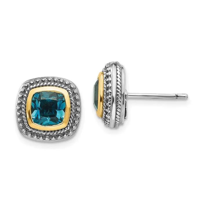 Jewelry Earrings Sterling Silver w14k London Blue Topaz Post Earrings