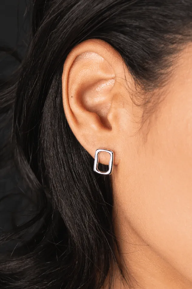 Kty Earrings Rectangle Stud Earrings Silver