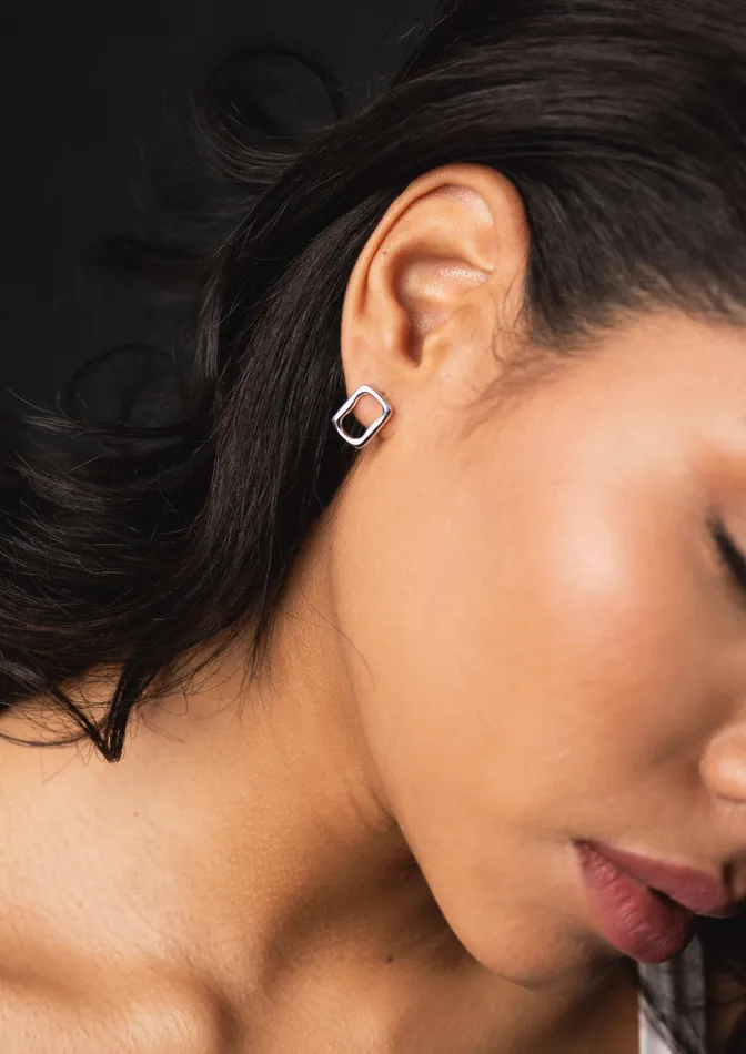 Kty Earrings Rectangle Stud Earrings Silver