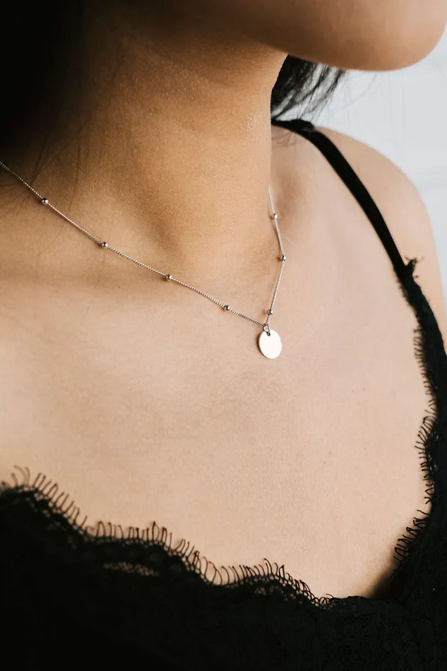 KTY Little Bubble Plate Necklace Silver Necklaces