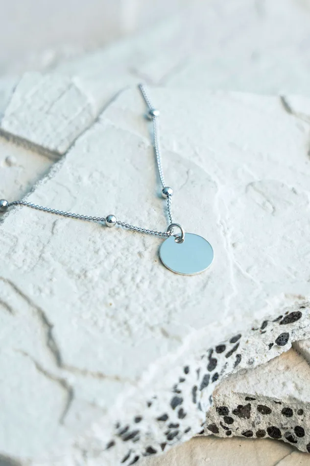 KTY Little Bubble Plate Necklace Silver Necklaces