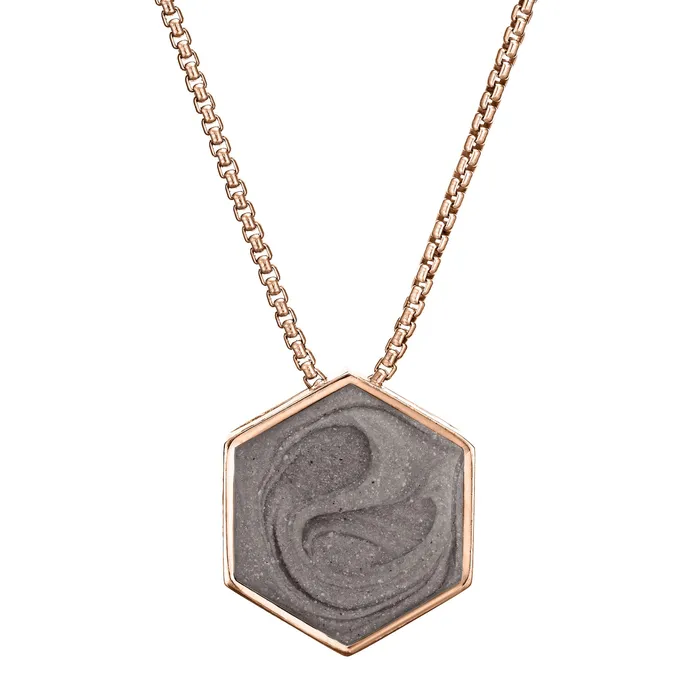 Large Hexagon Sliding Cremation Necklace in 14K Rose Gold closebymejewelry Necklaces Large Hexagon Sliding Cremation Necklace in 14K Rose Gold closebymejewelry Necklaces