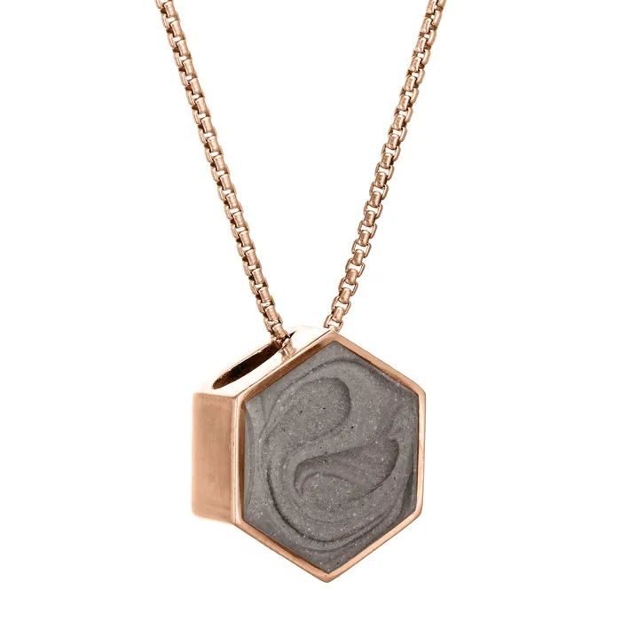 Large Hexagon Sliding Cremation Necklace in 14K Rose Gold closebymejewelry Necklaces