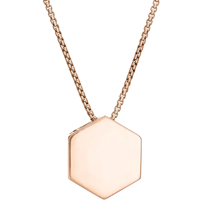 Large Hexagon Sliding Cremation Necklace in 14K Rose Gold closebymejewelry Necklaces
