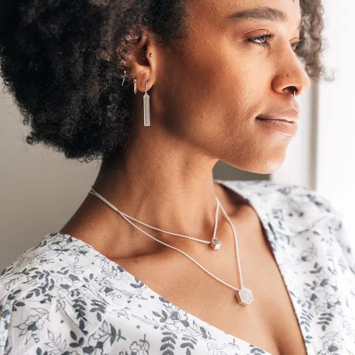 Large Hexagon Sliding Cremation Necklace in 14K Rose Gold closebymejewelry Necklaces