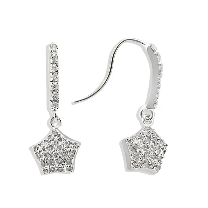 LO895 Rhodium Brass Earrings with AAA Grade CZ in Clear Alamode Earrings