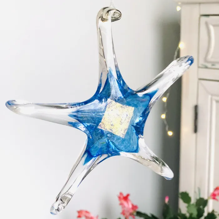 Luke Adams Glass Blowing Studio Necklaces December Birthstone Hanging Star