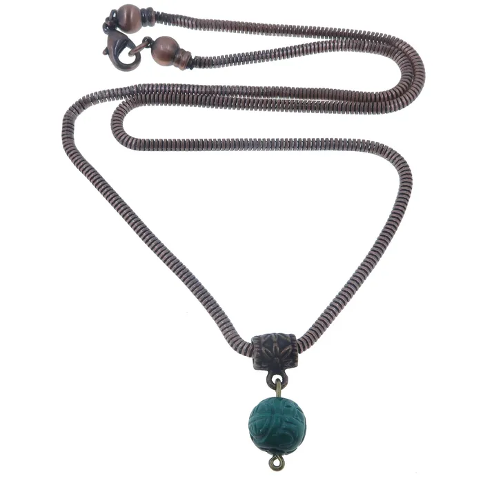 Malachite Necklace Enchanted Emerald Isle Carved Gem Satin Crystals Necklaces