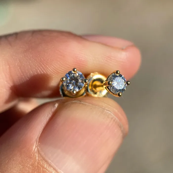 Moissanite Earrings 06CT TW 14k Gold Plated 925 Sterling Silver Pass Diamond Tester 4MM Bling Cartel Earrings Moissanite Earrings 06CT TW 14k Gold Plated 925 Sterling Silver Pass Diamond Tester 4MM Bling Cartel Earrings
