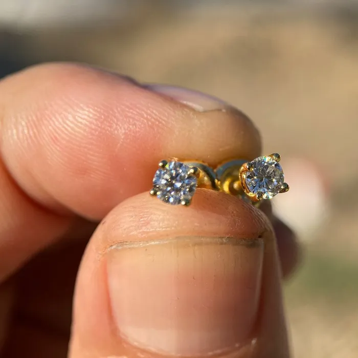 Moissanite Earrings 06CT TW 14k Gold Plated 925 Sterling Silver Pass Diamond Tester 4MM Bling Cartel Earrings Moissanite Earrings 06CT TW 14k Gold Plated 925 Sterling Silver Pass Diamond Tester 4MM Bling Cartel Earrings