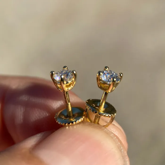 Moissanite Earrings 06CT TW 14k Gold Plated 925 Sterling Silver Pass Diamond Tester 4MM Bling Cartel Earrings Moissanite Earrings 06CT TW 14k Gold Plated 925 Sterling Silver Pass Diamond Tester 4MM Bling Cartel Earrings