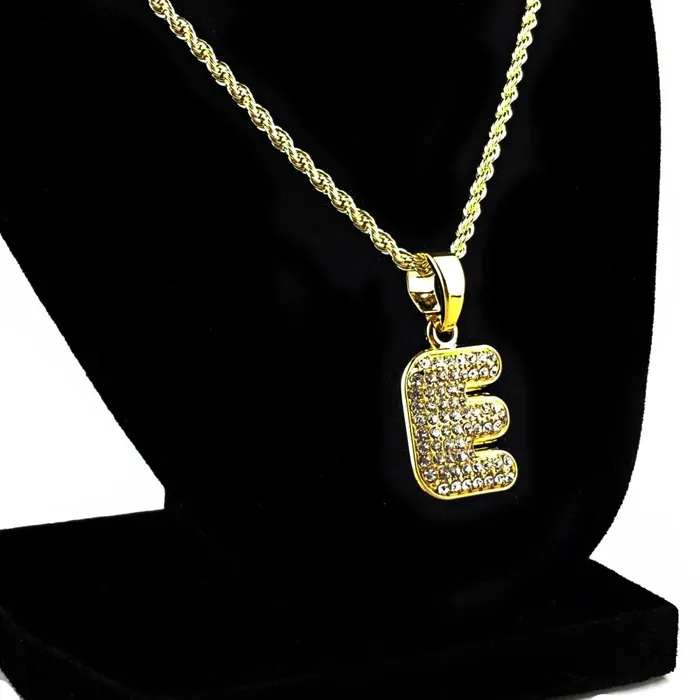 Necklaces 14K Gold Plated E Letter Micro Rope Chain Necklace Bling Cartel Admin