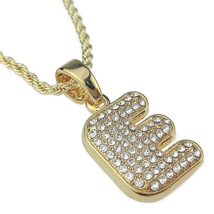 Necklaces 14K Gold Plated E Letter Micro Rope Chain Necklace Bling Cartel Admin