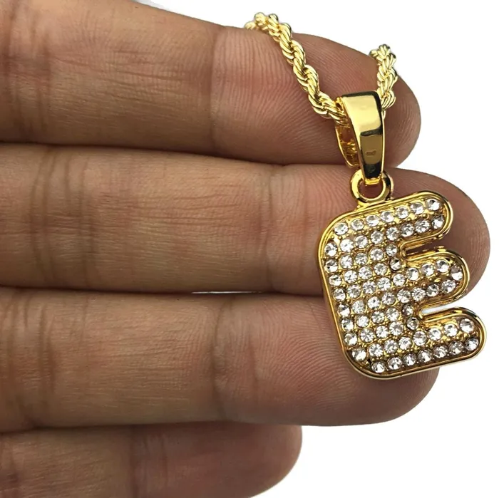 Necklaces 14K Gold Plated E Letter Micro Rope Chain Necklace Bling Cartel Admin