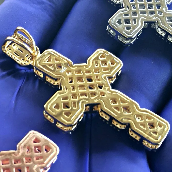 Necklaces 14k Gold Plated over 925 Silver Baguette Cross Pendant 2 Bling Cartel Admin