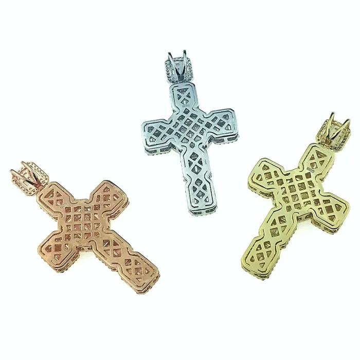 Necklaces 14k Gold Plated over 925 Silver Baguette Cross Pendant 2 Bling Cartel Admin