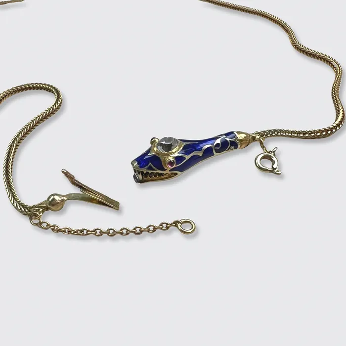 Necklaces 21stfinds Diamond Blue Enamel Ouroboros Necklace Necklaces 21stfinds Diamond Blue Enamel Ouroboros Necklace