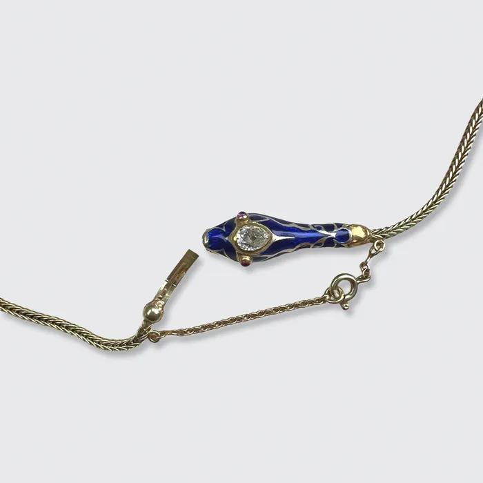 Necklaces 21stfinds Diamond Blue Enamel Ouroboros Necklace Necklaces 21stfinds Diamond Blue Enamel Ouroboros Necklace