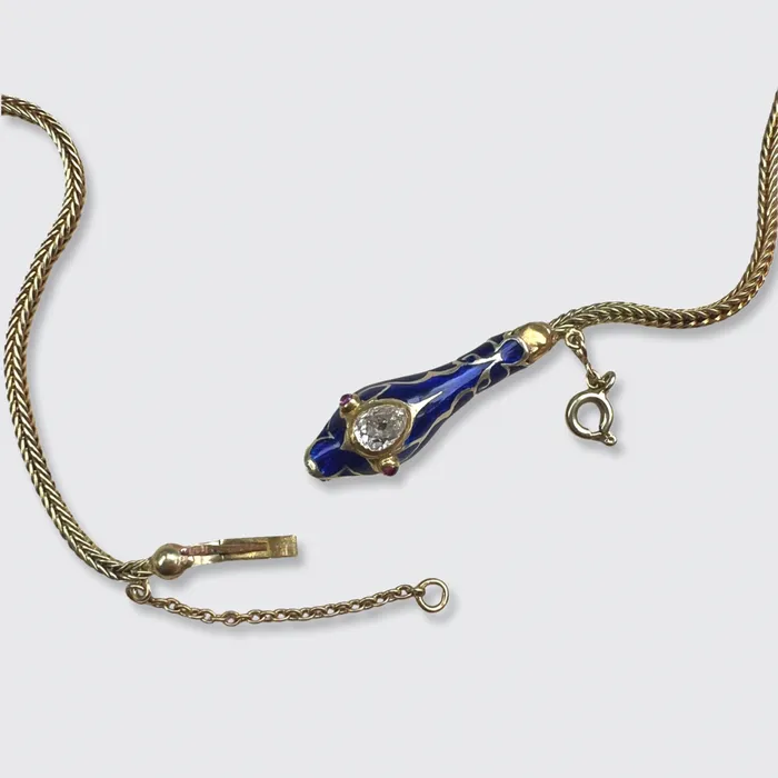 Necklaces 21stfinds Diamond Blue Enamel Ouroboros Necklace Necklaces 21stfinds Diamond Blue Enamel Ouroboros Necklace