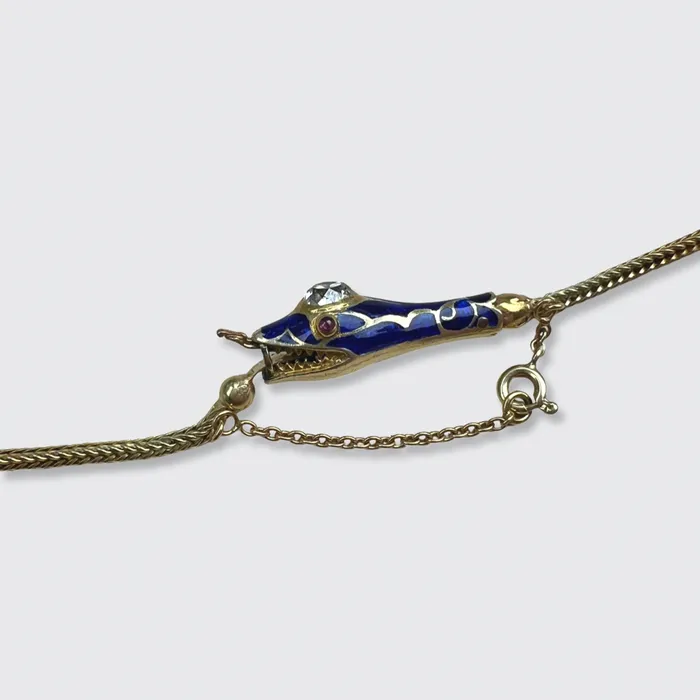 Necklaces 21stfinds Diamond Blue Enamel Ouroboros Necklace Necklaces 21stfinds Diamond Blue Enamel Ouroboros Necklace