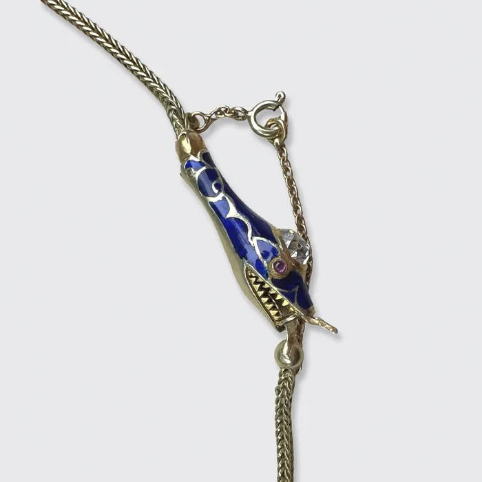 Necklaces 21stfinds Diamond Blue Enamel Ouroboros Necklace Necklaces 21stfinds Diamond Blue Enamel Ouroboros Necklace