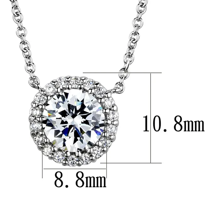 Necklaces Alamode 3W1027 Rhodium Brass Chain Pendant with AAA Grade CZ in Clear