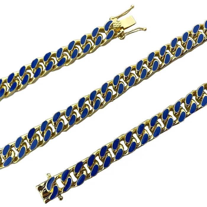 Necklaces Bling Cartel Admin 14K Gold Plated 16 Blue Cuban Link Chain Necklace Necklaces Bling Cartel Admin 14K Gold Plated 16 Blue Cuban Link Chain Necklace