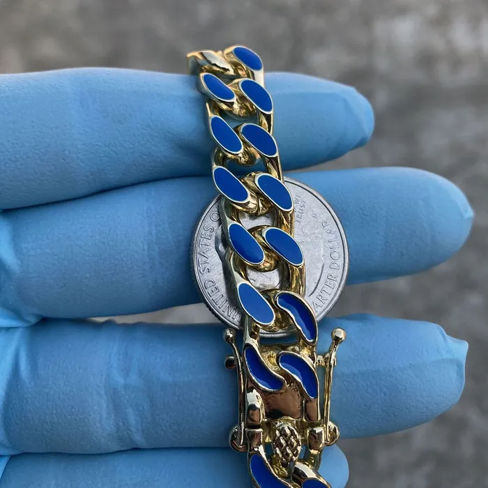 Necklaces Bling Cartel Admin 14K Gold Plated 16 Blue Cuban Link Chain Necklace Necklaces Bling Cartel Admin 14K Gold Plated 16 Blue Cuban Link Chain Necklace