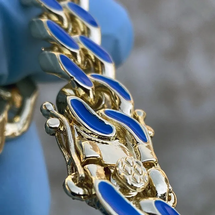 Necklaces Bling Cartel Admin 14K Gold Plated 16 Blue Cuban Link Chain Necklace Necklaces Bling Cartel Admin 14K Gold Plated 16 Blue Cuban Link Chain Necklace