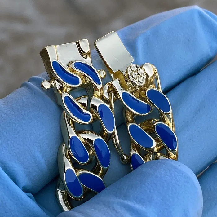 Necklaces Bling Cartel Admin 14K Gold Plated 16 Blue Cuban Link Chain Necklace Necklaces Bling Cartel Admin 14K Gold Plated 16 Blue Cuban Link Chain Necklace