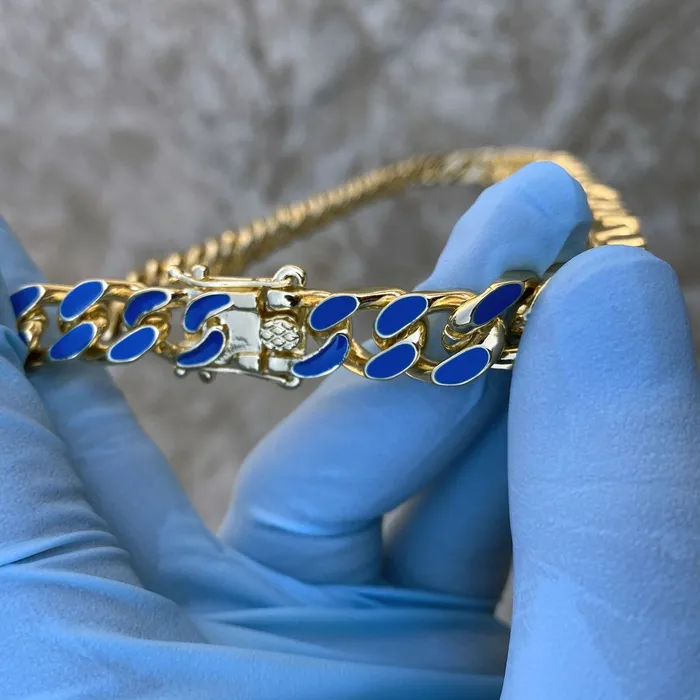 Necklaces Bling Cartel Admin 14K Gold Plated 16 Blue Cuban Link Chain Necklace Necklaces Bling Cartel Admin 14K Gold Plated 16 Blue Cuban Link Chain Necklace