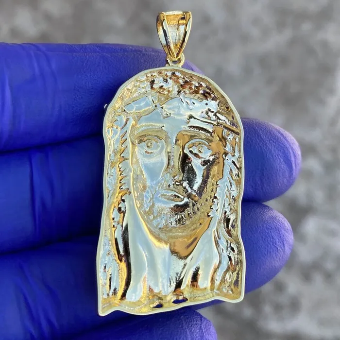Necklaces Bling Cartel Admin 14k Gold Plated 925 Sterling Silver Real VS Diamonds Jesus Head Pendant Medium SZ 175 Necklaces Bling Cartel Admin 14k Gold Plated 925 Sterling Silver Real VS Diamonds Jesus Head Pendant Medium SZ 175