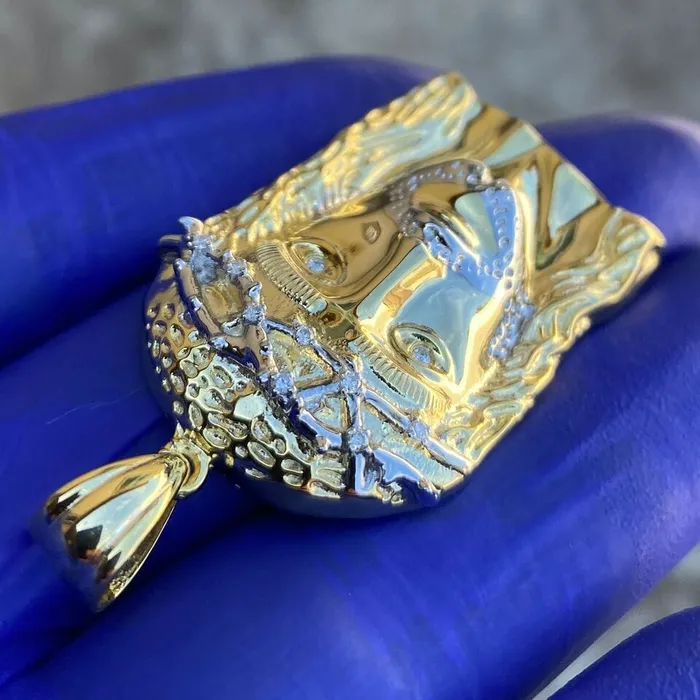 Necklaces Bling Cartel Admin 14k Gold Plated 925 Sterling Silver Real VS Diamonds Jesus Head Pendant Medium SZ 175 Necklaces Bling Cartel Admin 14k Gold Plated 925 Sterling Silver Real VS Diamonds Jesus Head Pendant Medium SZ 175