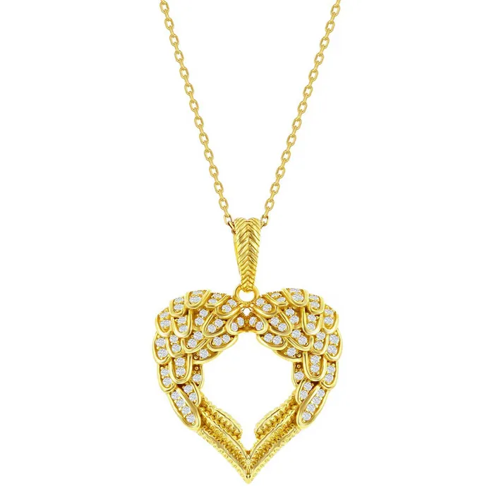 Necklaces Classic Classic Womens Pendant YG Plated Sterling Silver Angel Wings Heart K9018GP Necklaces Classic Classic Womens Pendant YG Plated Sterling Silver Angel Wings Heart K9018GP