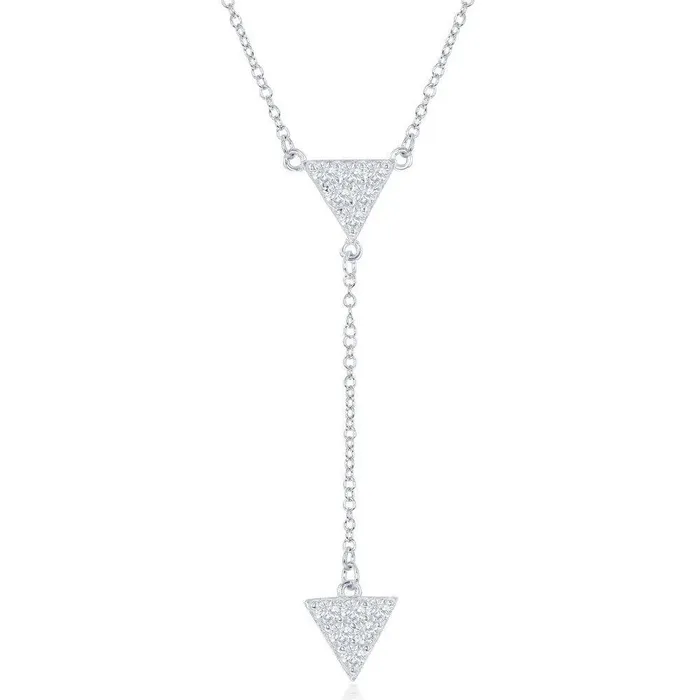Necklaces Classic Sterling Silver CZ Triangle with Y Design Necklace