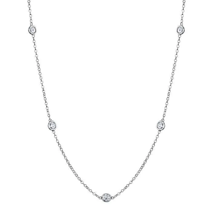 Necklaces deBebians 070 cttw Lab Created Diamond Bezel Set Station Necklace Necklaces deBebians 070 cttw Lab Created Diamond Bezel Set Station Necklace