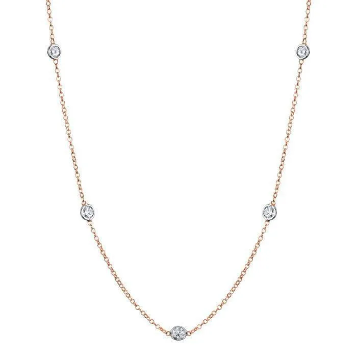 Necklaces deBebians 070 cttw Lab Created Diamond Bezel Set Station Necklace Necklaces deBebians 070 cttw Lab Created Diamond Bezel Set Station Necklace