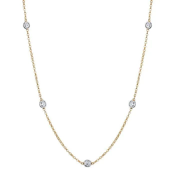 Necklaces deBebians 070 cttw Lab Created Diamond Bezel Set Station Necklace Necklaces deBebians 070 cttw Lab Created Diamond Bezel Set Station Necklace