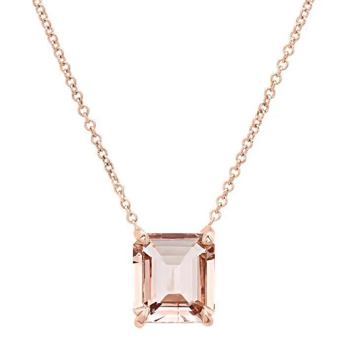 Necklaces deBebians Emerald Cut Gemstone Solitaire Necklace