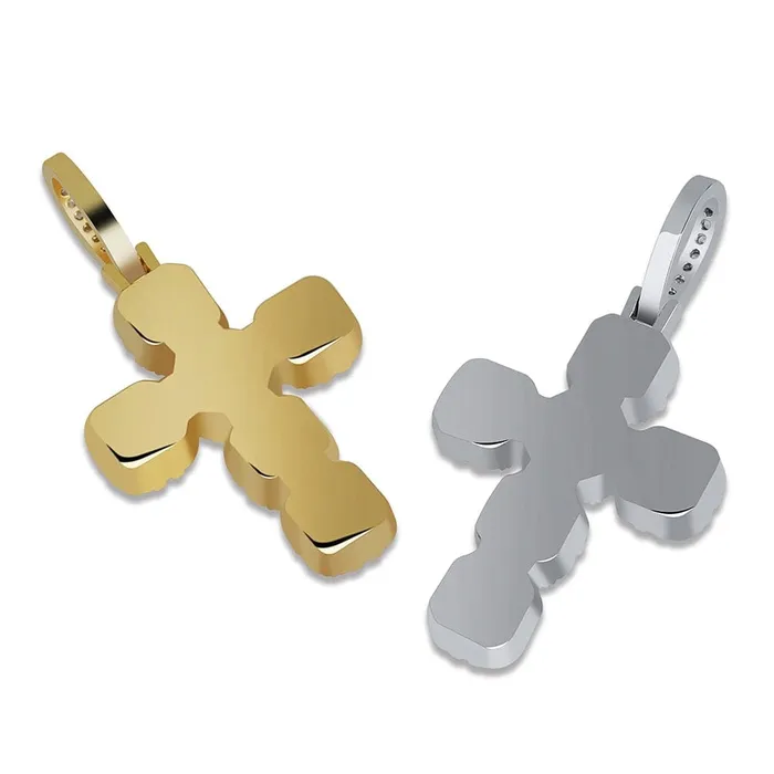 Necklaces GoldSilver Baguette Cross Pendant VVS Jewelry