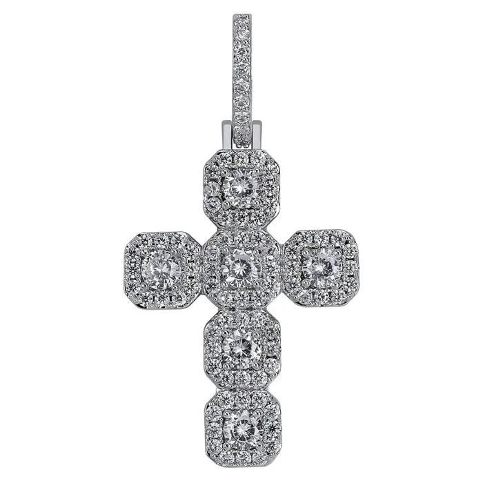 Necklaces GoldSilver Baguette Cross Pendant VVS Jewelry